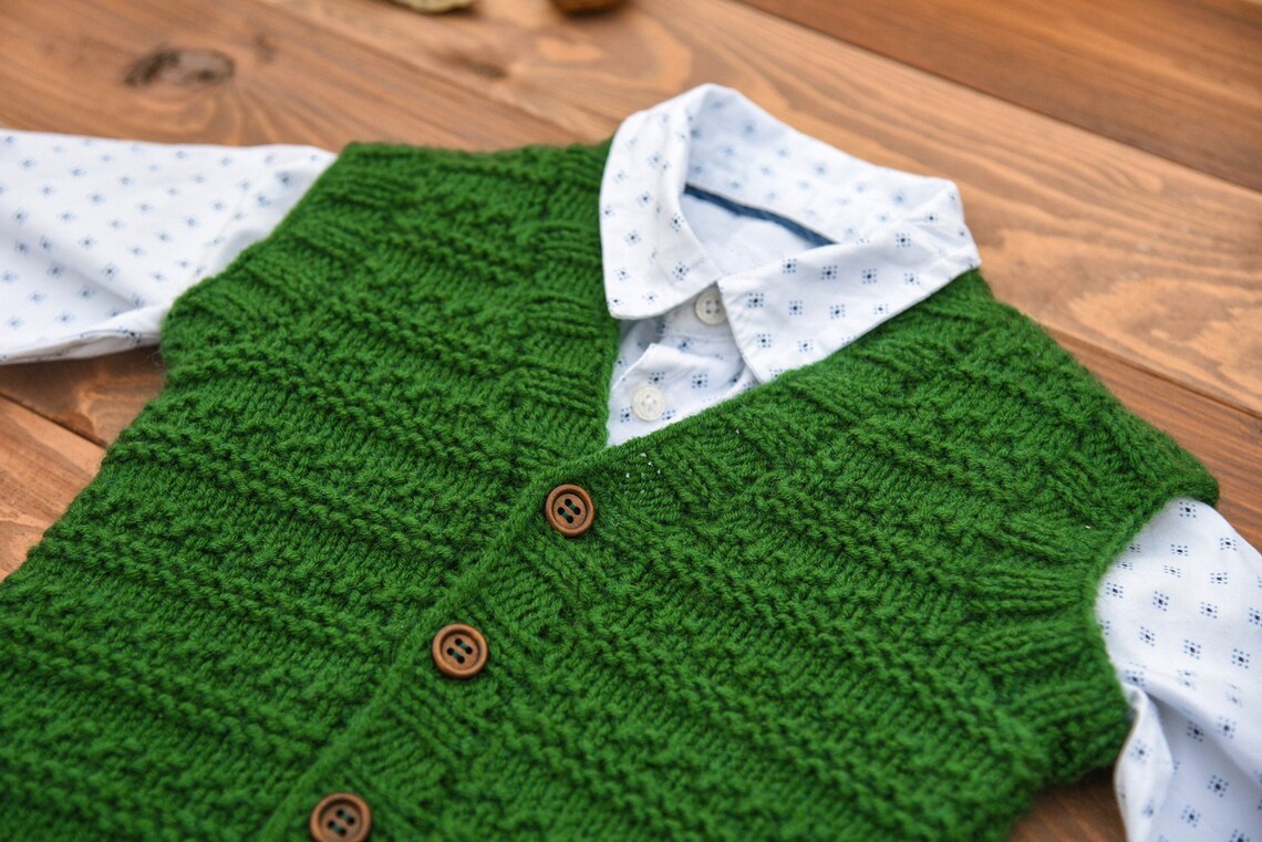 Boys Green Knit Sweater Vest Kids Toddler Baby Boy Green Etsy