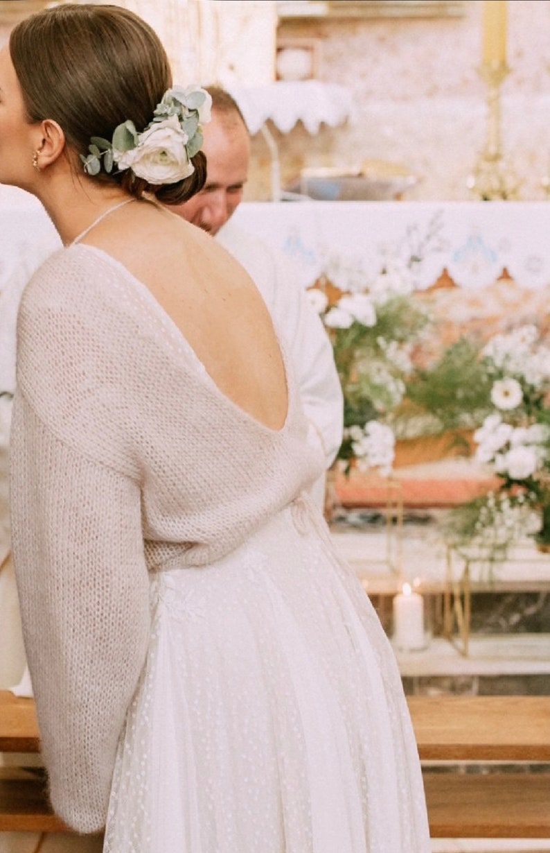 Pull en mohair, pull de mariée, pull portefeuille, cape de mariage image 3