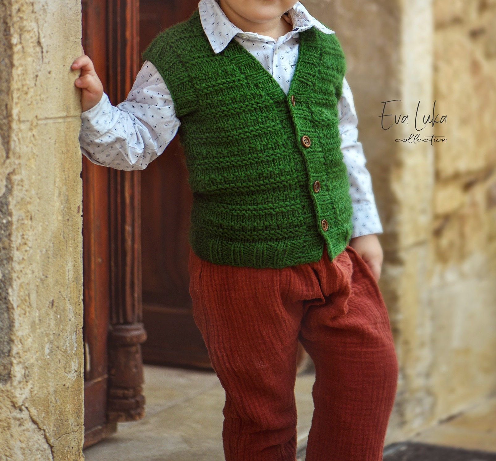 Boys Green Knit Sweater Vest Kids Toddler Baby Boy Green Etsy