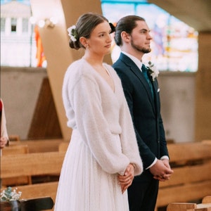 Pull en mohair, pull de mariée, pull portefeuille, cape de mariage image 2