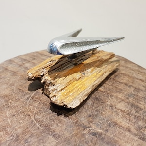 Classic car mascot 1950s 1960s, mounted on drift wood.