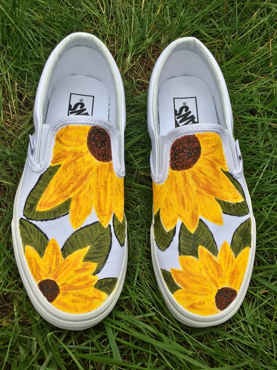 Sunflower Slip on Vans | Etsy