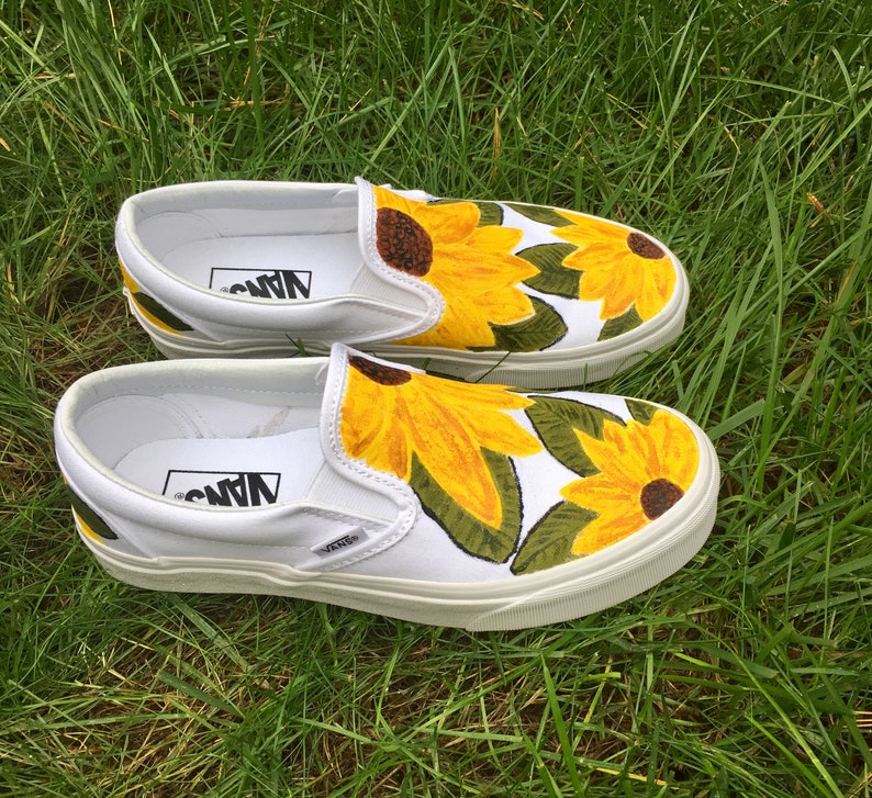 Sunflower Slip on Vans Etsy