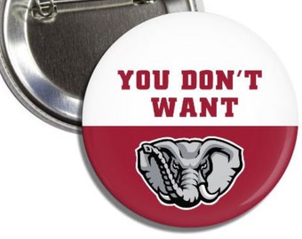 Alabama Crimson Tide Button: Two Tone Elephant Head - 2.25"
