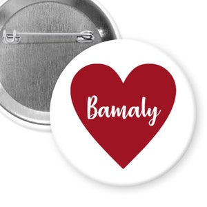 Bamaly Heart Alabama Crimson Tide  2.25” Gameday Buttons Pins Badges