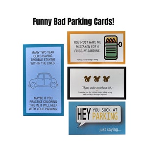 Funny Bad Parking Cards Set of 20 Perfect Gift for Stocking Stuffer, Gag Gift and Party Favor. image 1