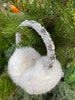 Warm white earmuffs Crystals Rhinestone Fluff ear muffs Gift for women Earmuffs Rabbit fur Warmers ear Gift for toddler Winter earmuff 