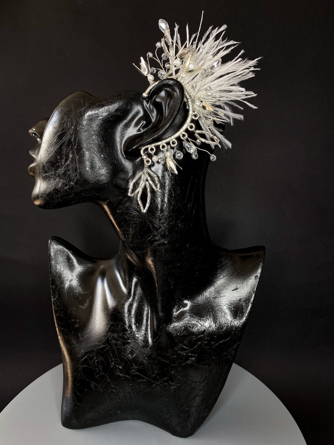 Ear Cuff Ostrich Feathers Ear Cuff No Piercing Bridal Ear Clip Etsy