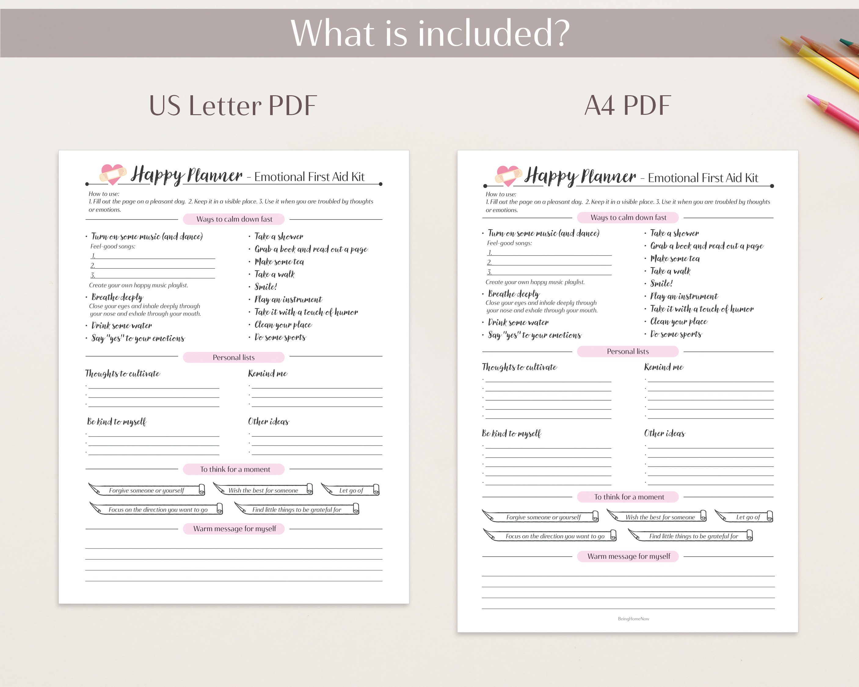 Happy Planner | Emotional First Aid Kit Checklist Printable | First Aid ...