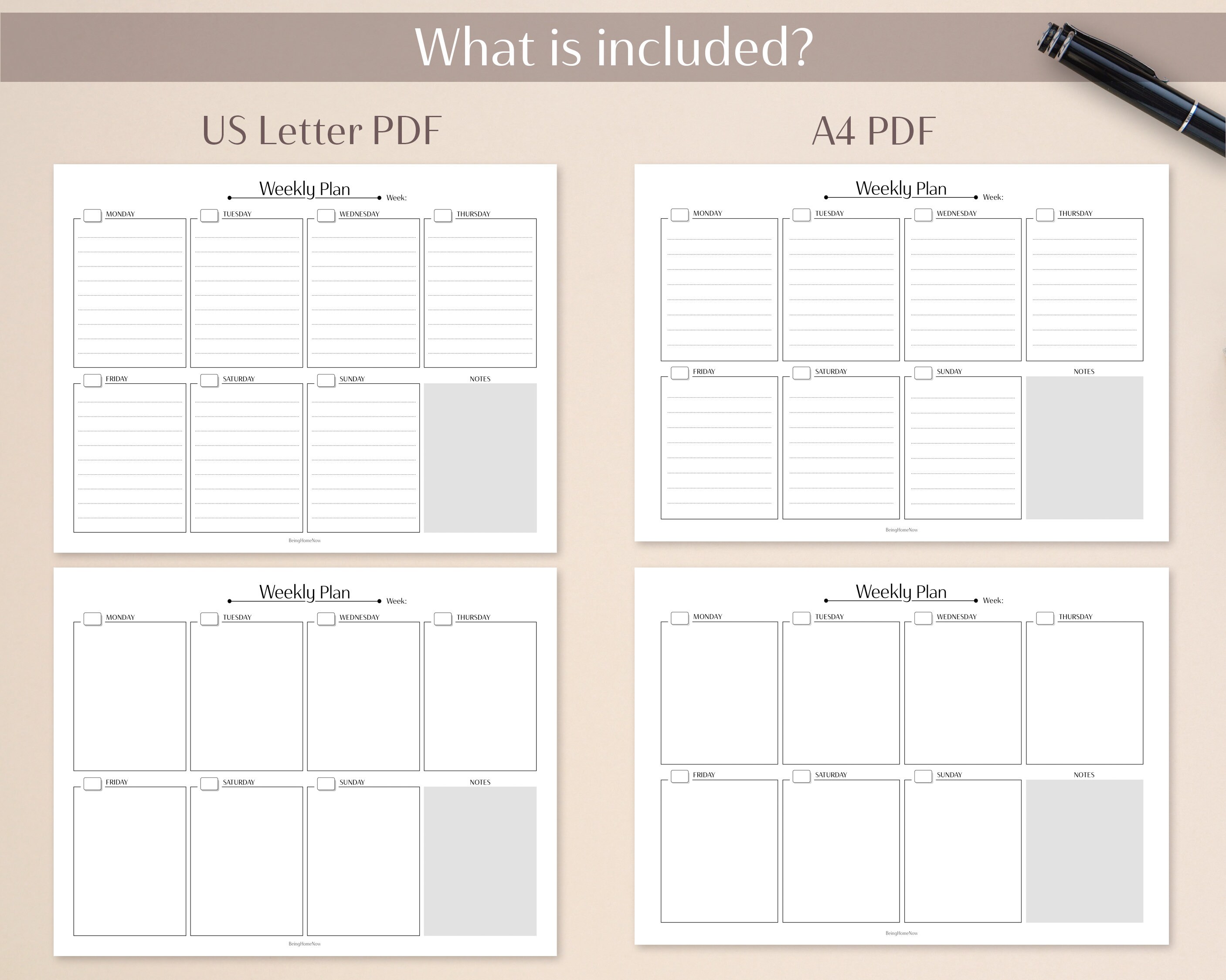 Weekly Planner Printable | US Letter A4 | Weekly TO DO List ...