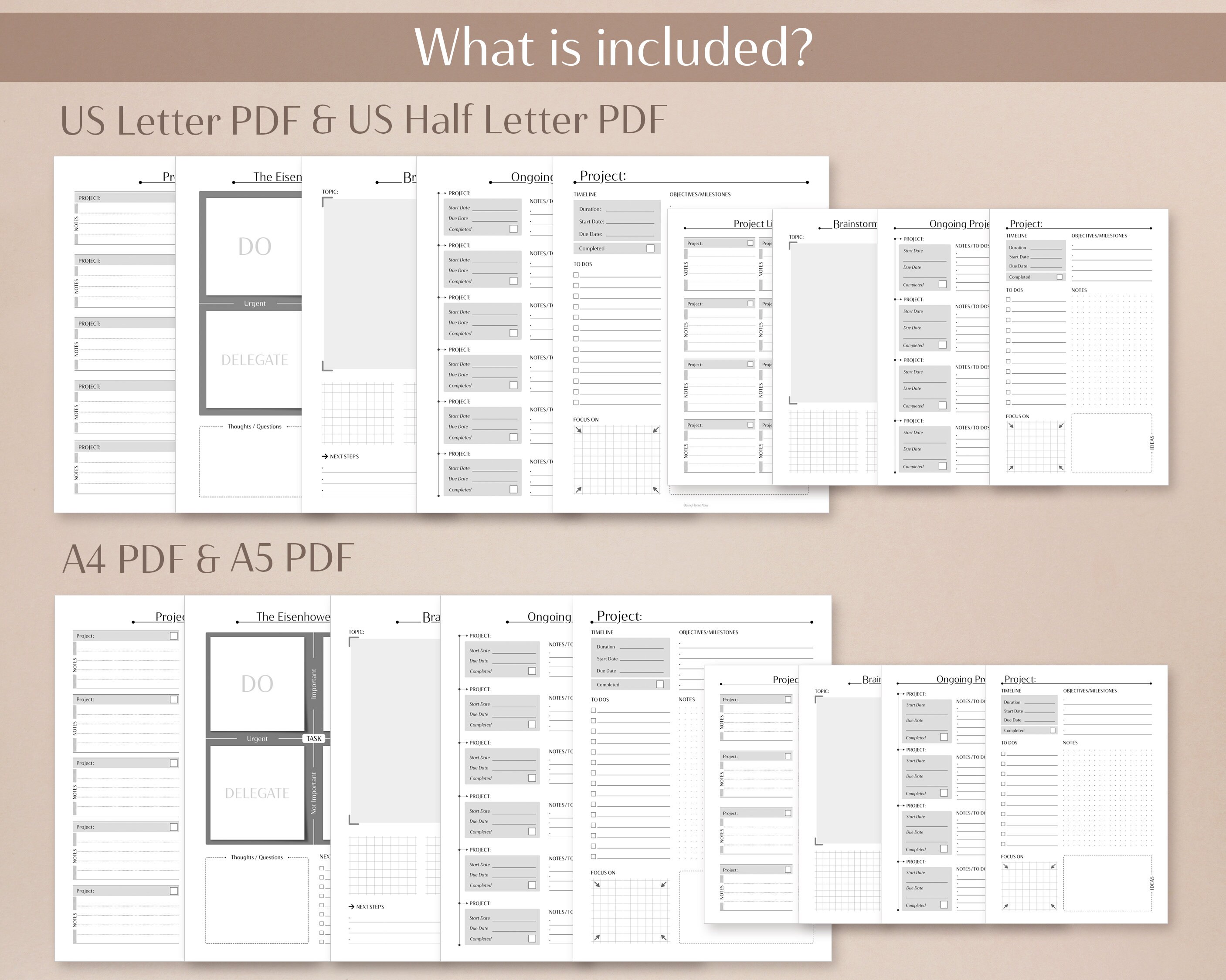 Project Bundle A4 A5 US Letter Half Letter Project Lists Brainstorming ...