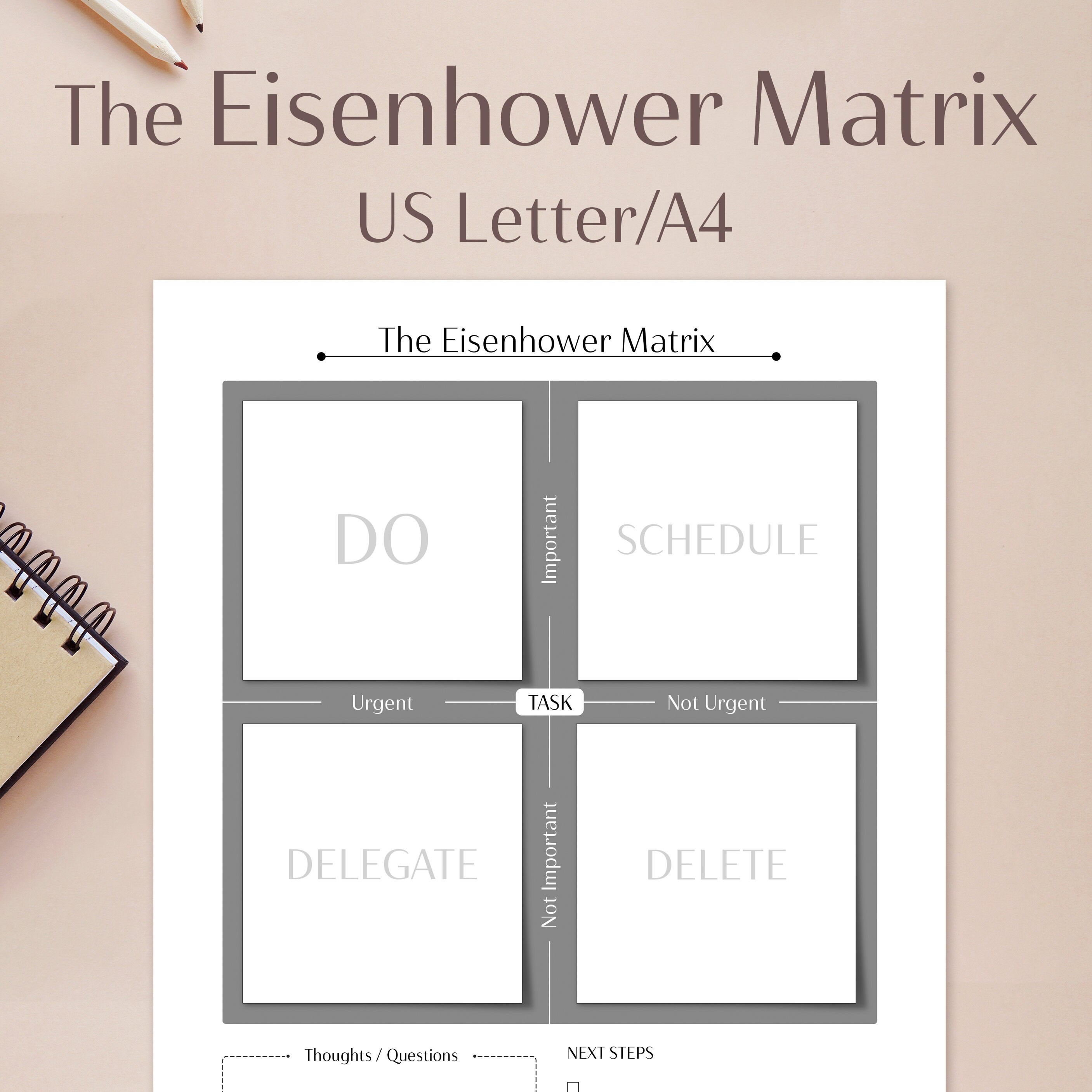 Prioritization Matrix | A4 US Letter | Eisenhower Matrix | Task Planner ...