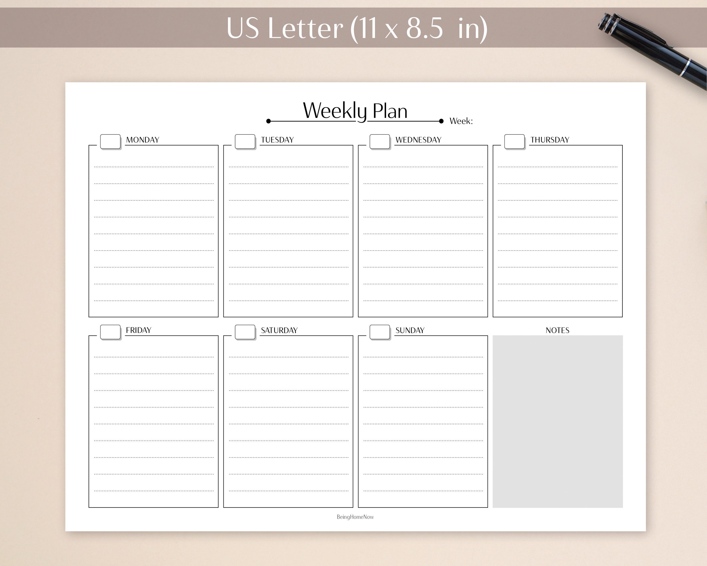 Weekly Planner Printable | US Letter A4 | Weekly TO DO List ...