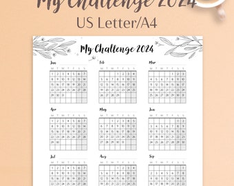 My Challenge 2024 Printable | A4 US Letter | Dated 365 Tracker | Habit, Exercise, Activity &  Productivity Planner | PDF Planner