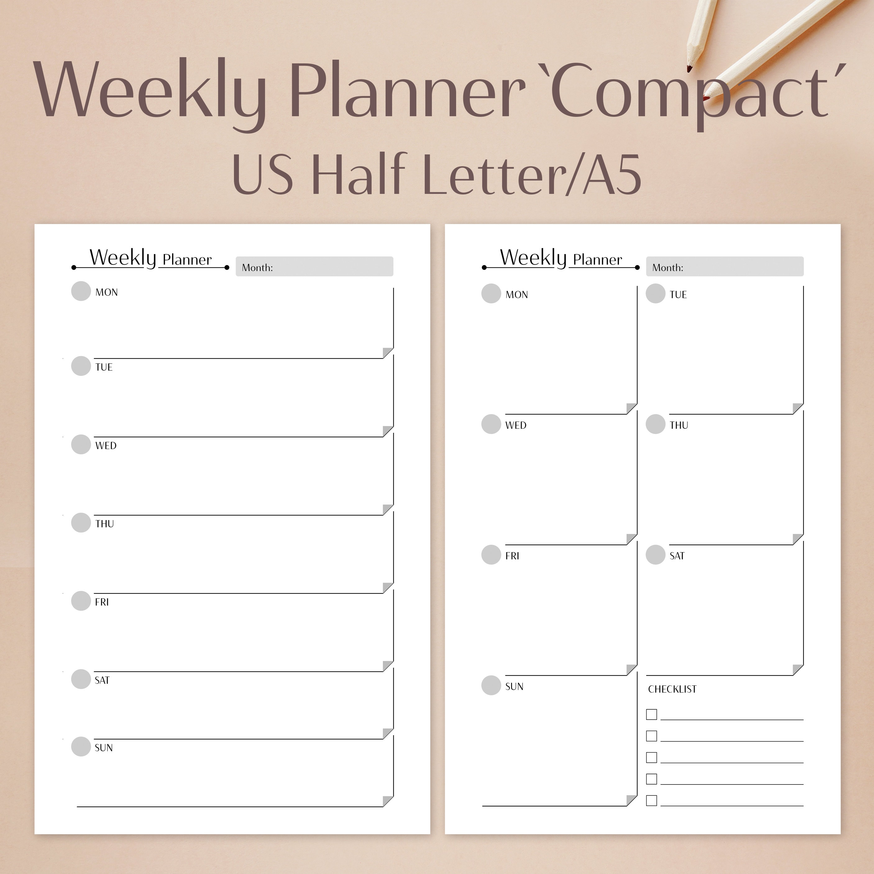Weekly Planner Printable | A5 US Half Letter | Weekly Schedule | Weekly ...