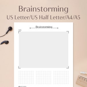 Könnte beinhalten: Ein druckbares Brainstorming-Arbeitsblatt mit einem großen leeren Bereich zum Schreiben eines Themas, gefolgt von drei karierten Abschnitten mit der Bezeichnung "Nächste Schritte".