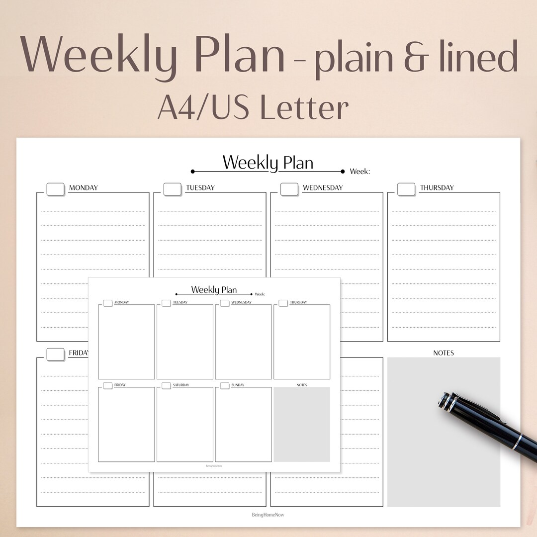 Weekly Planner Printable | US Letter A4 | Weekly TO DO List ...