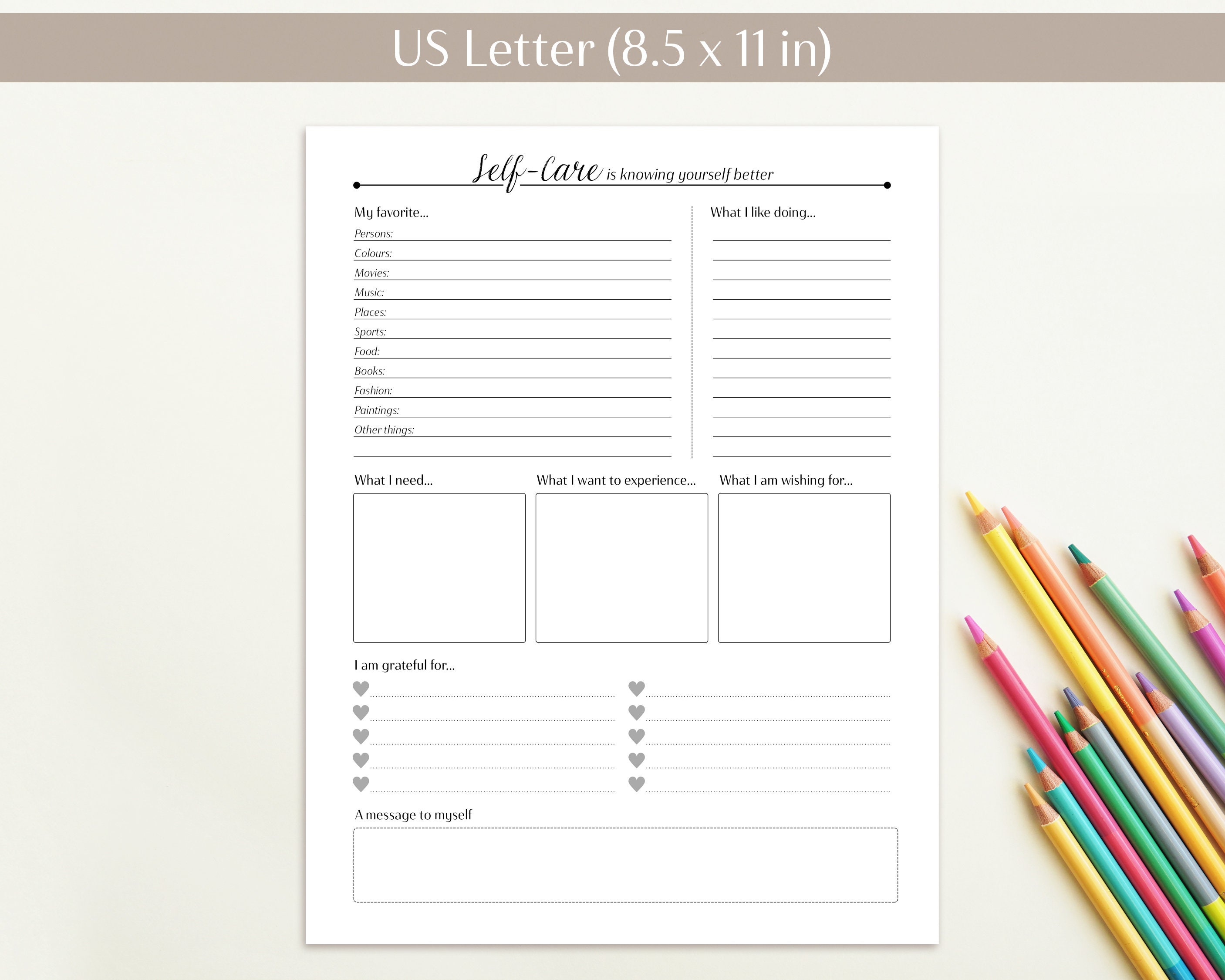 Self Care Planner Printable | A4 US Letter | Life Planner | Mindfulness ...