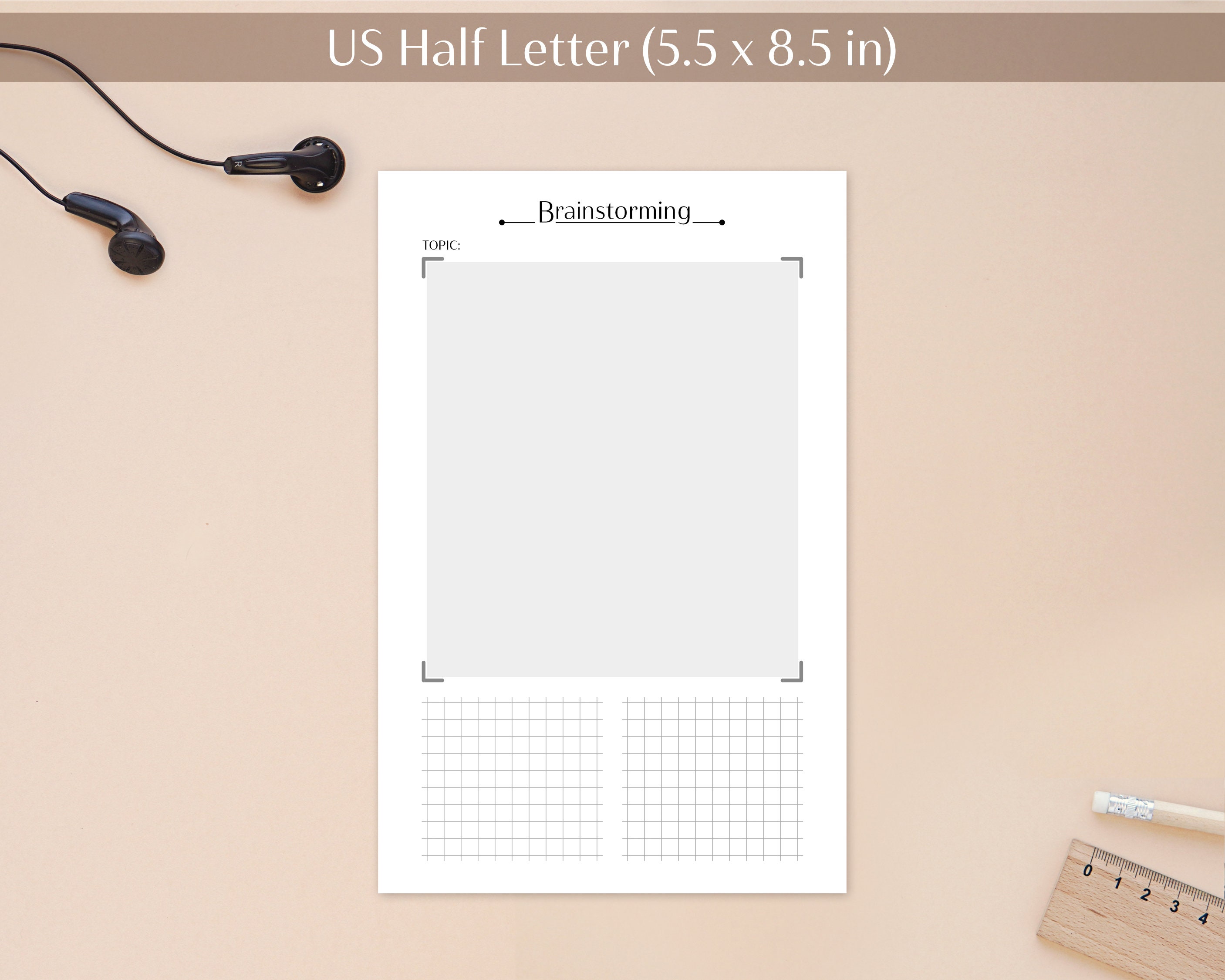String Brain A4 Brainstorming Printable | Brain Dump | A4 A5 US Letter US Half Letter ...