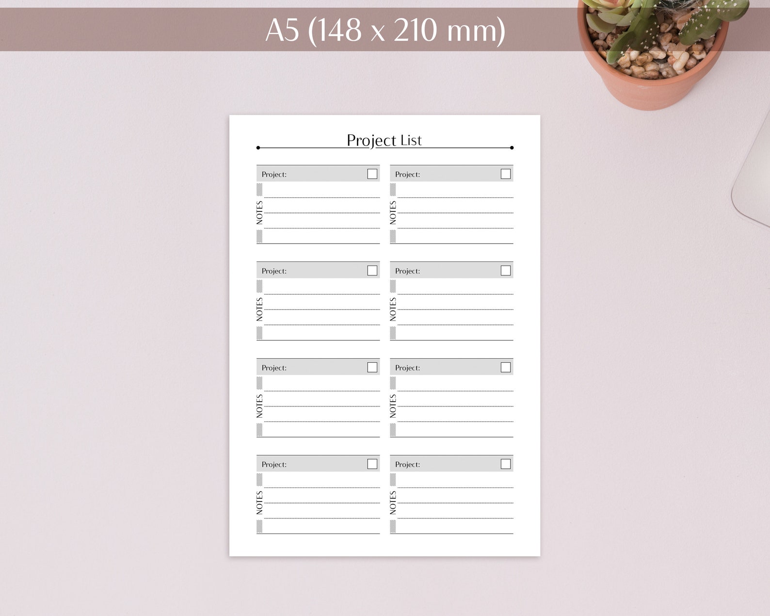 Projects List Printable Buy Project List Printable A4 A5 US Letter US Half Letter Work Planner ...