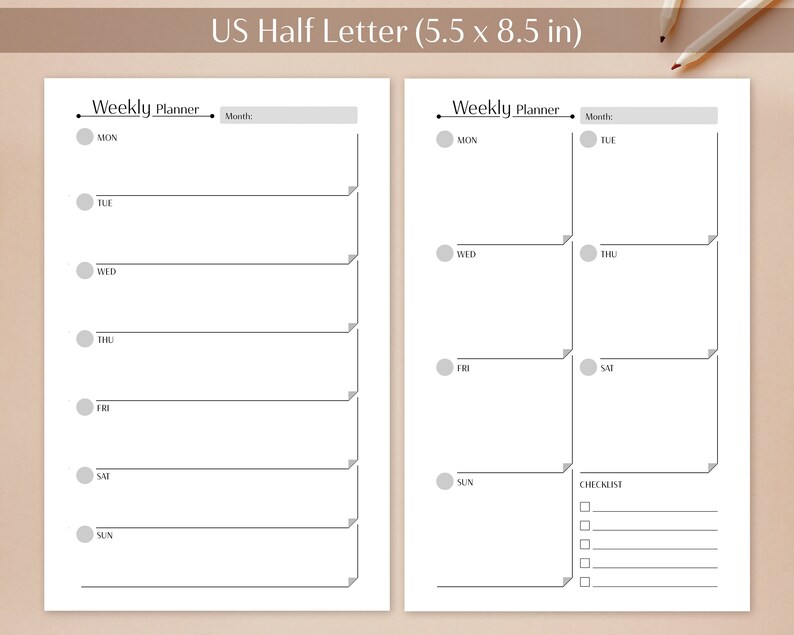 Weekly Planner Printable | A5 US Half Letter | Weekly Schedule | Weekly ...