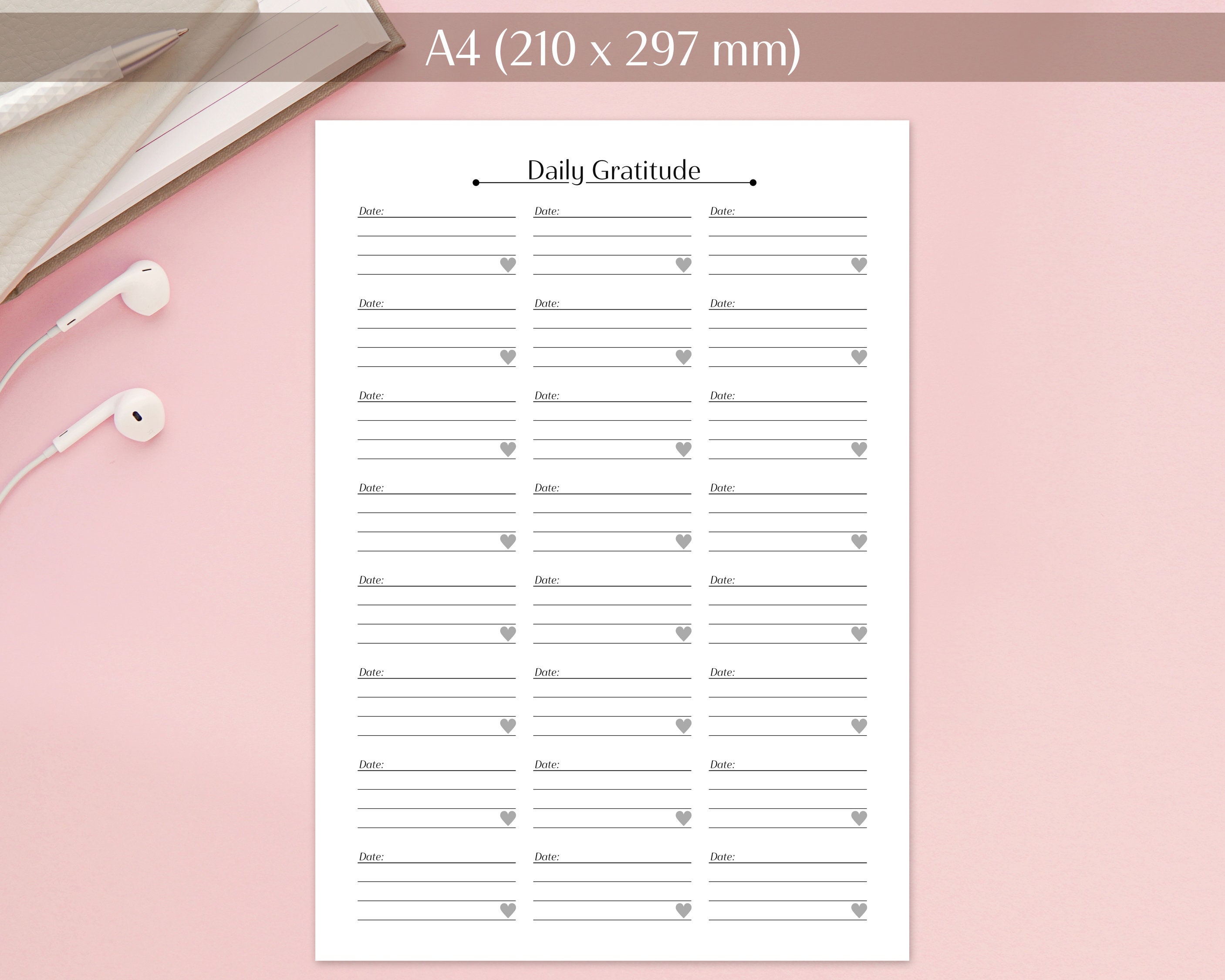 Gratitude Journal Printable | US Letter Halfletter A4 A5 | 30-day ...