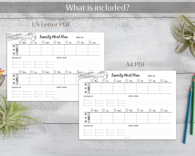 Family Meal Plan Printable | US Letter A4 | 2-week Food Planner | Home ...