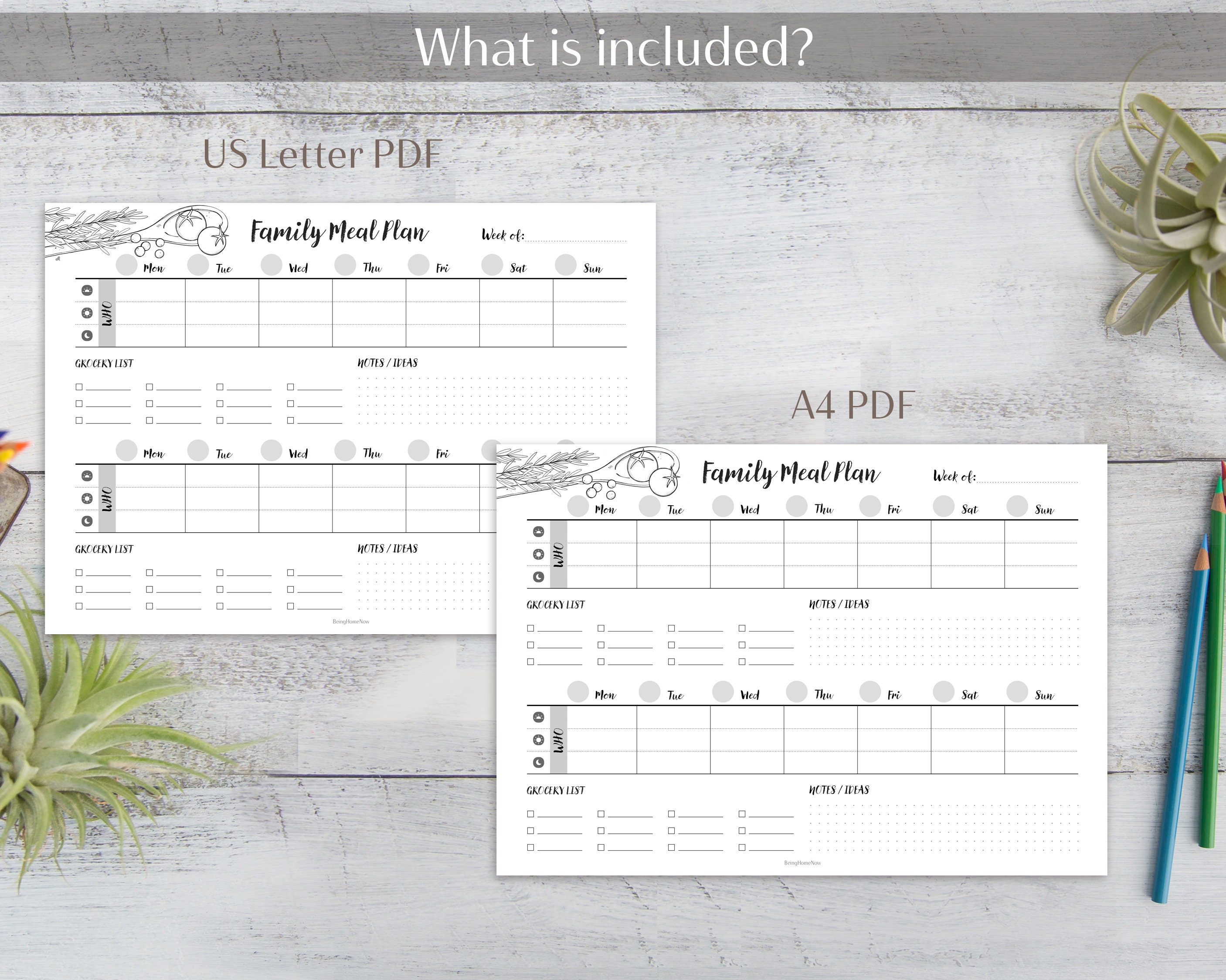 Family Meal Plan Printable US Letter A4 2-week Food Planner Home ...