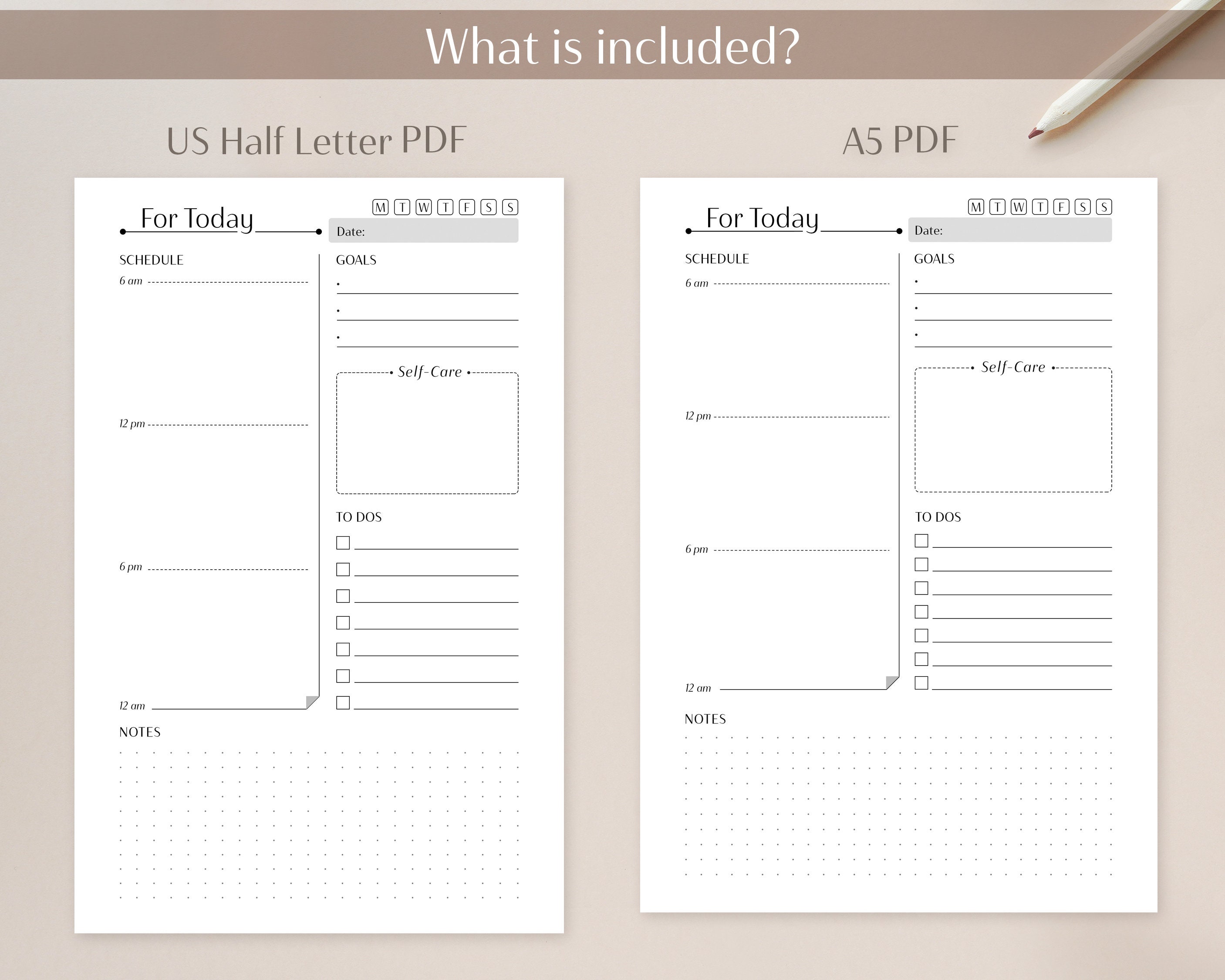 For Today Daily Planner Printable A5 US Half Letter Daily Schedule ...