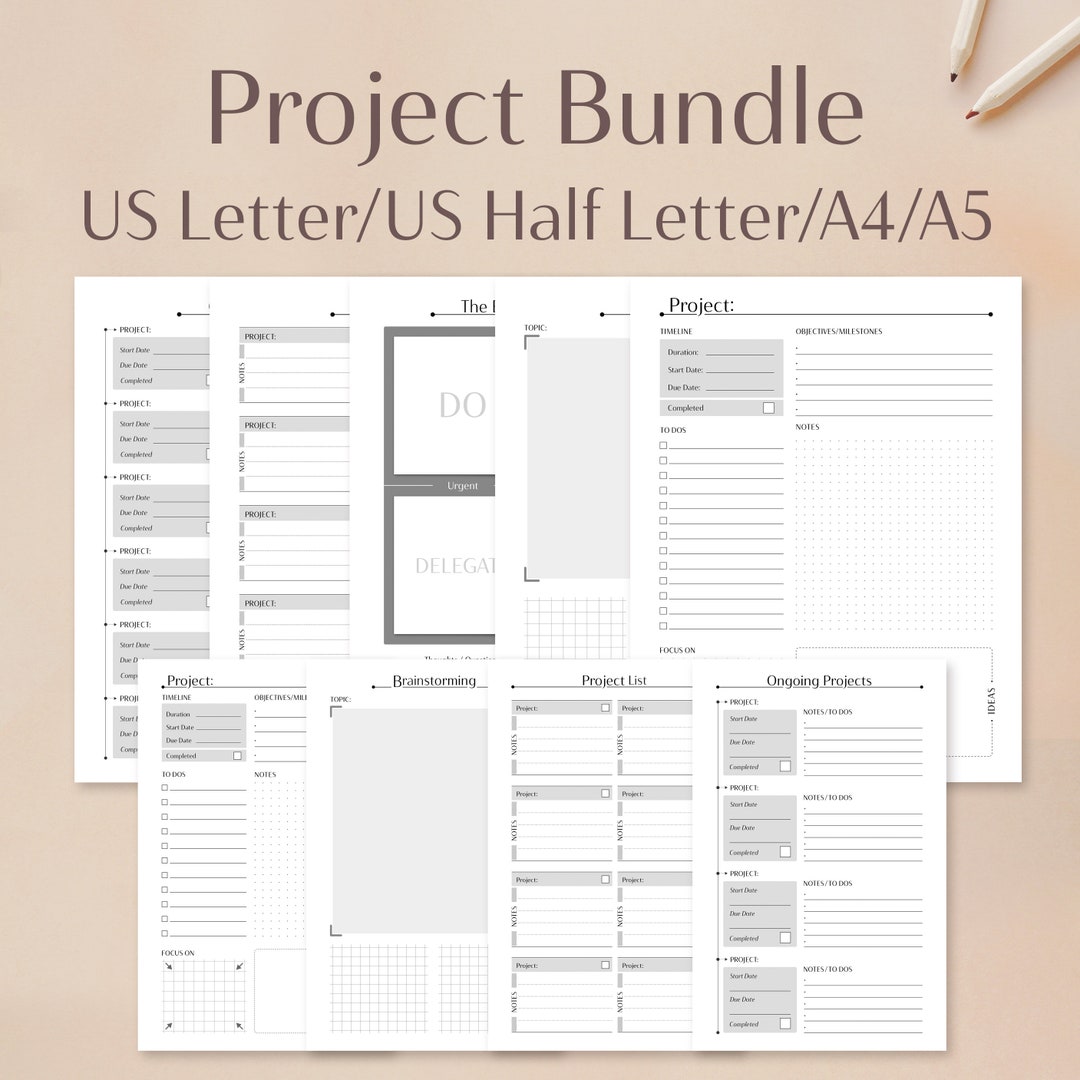 Project Bundle | A4 A5 US Letter Half Letter | Project Lists ...