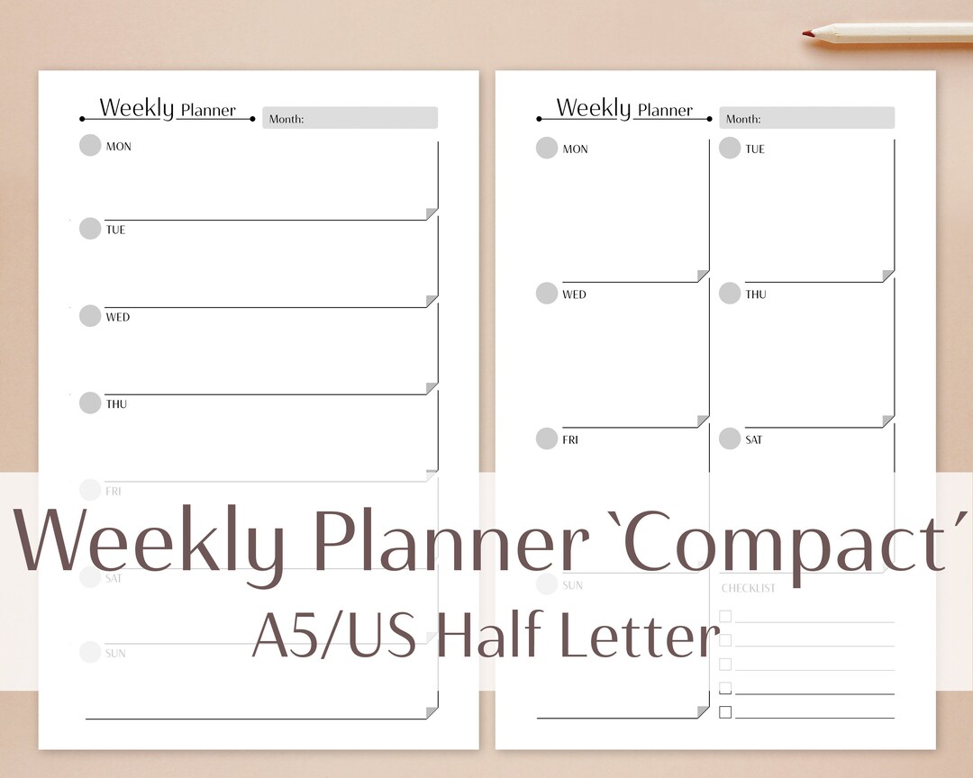 Weekly Planner Printable A5 / US Half Letter Weekly - Etsy Österreich