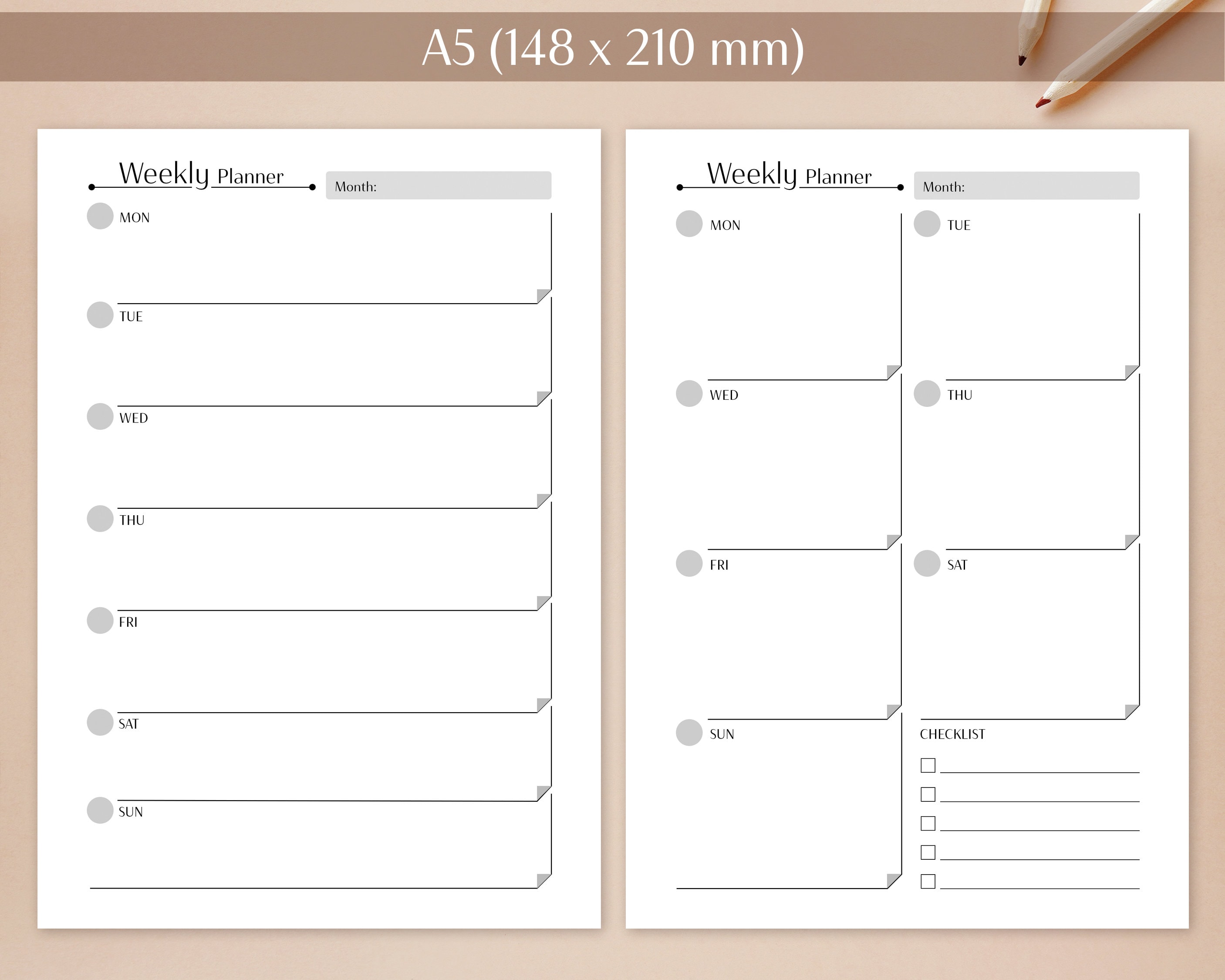 Weekly Planner Printable | A5 US Half Letter | Weekly Schedule | Weekly ...