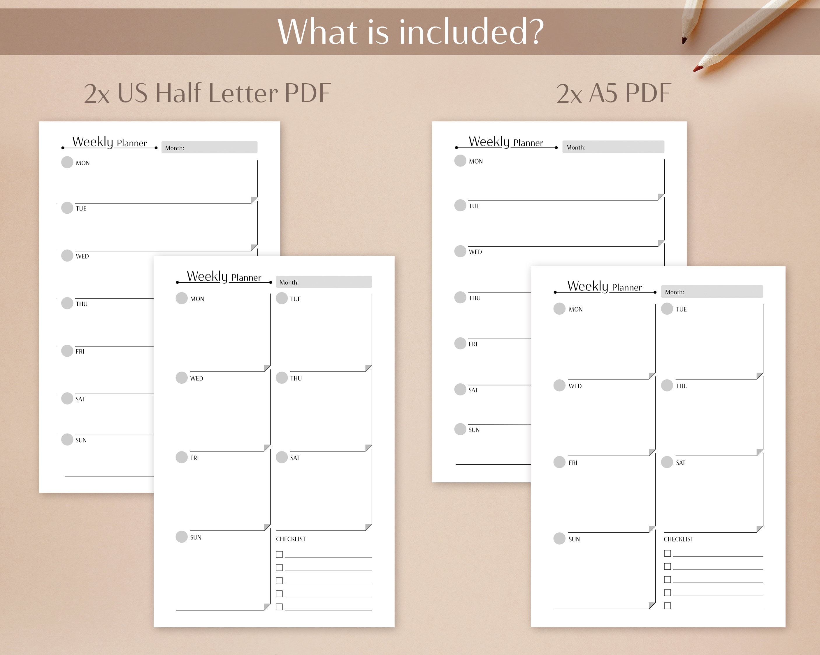 Weekly Planner Printable | A5 US Half Letter | Weekly Schedule | Weekly ...