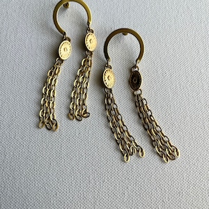 Brass U stud Concho tassel earrings