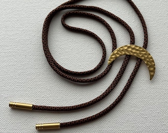 hammered brass crescent moon bolo