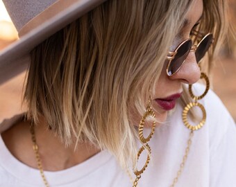 Brass double oval eye/sun glass chain