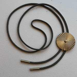 Vintage Brass radiating medallion bolo tie necklace image 2