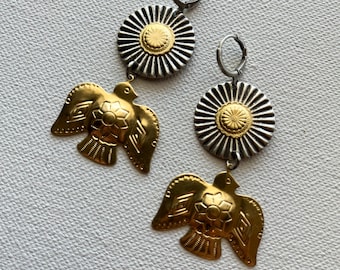 Mixed metal Thunderbird earrings