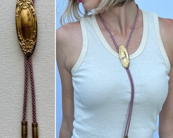 Vintage brass Bolo tie necklace