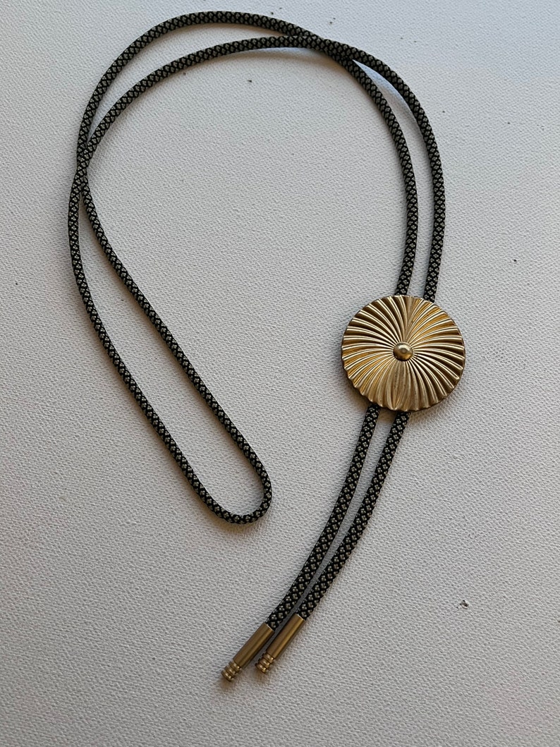 Vintage Brass radiating medallion bolo tie necklace image 6