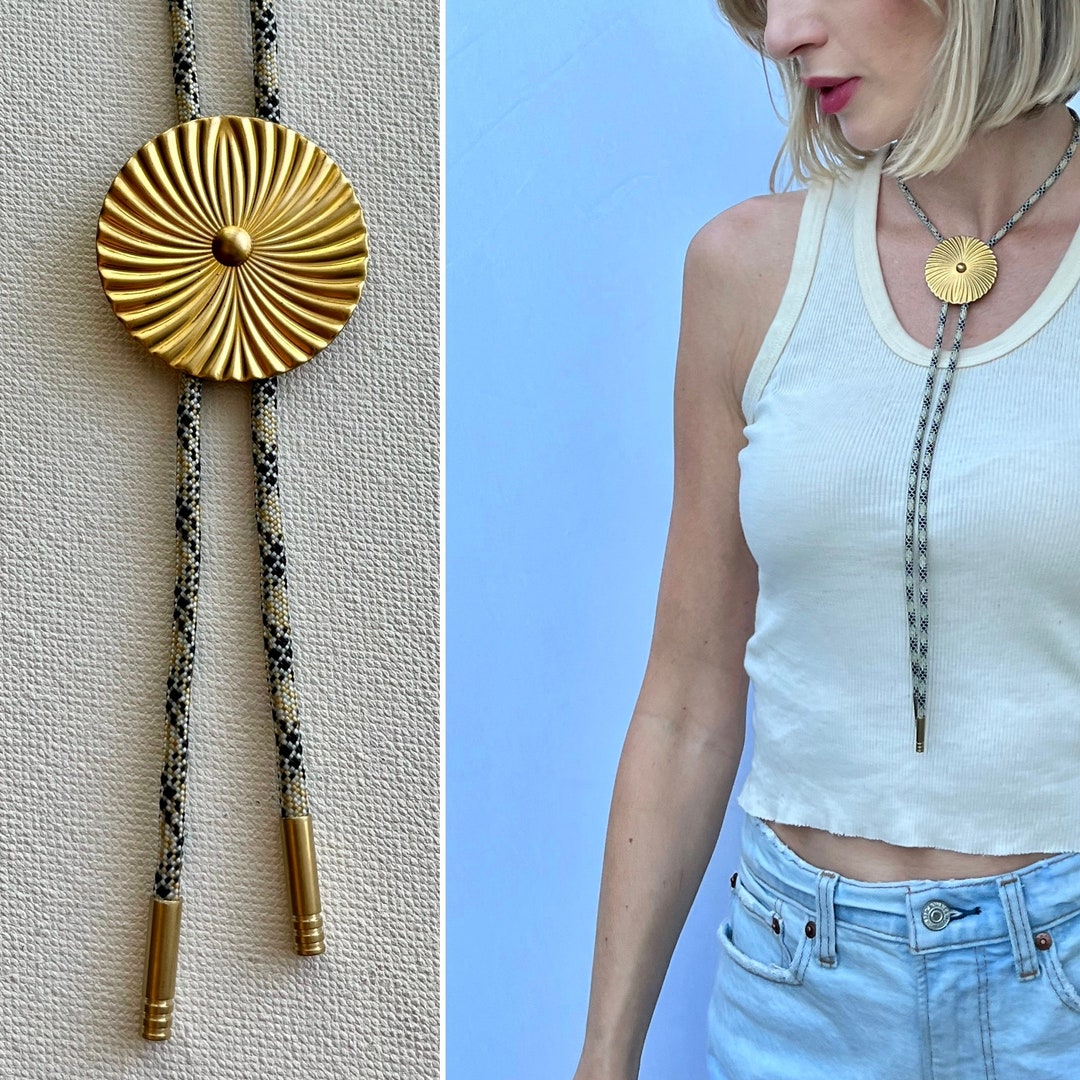 Vintage Brass Radiating Medallion Bolo Tie Necklace - Etsy France