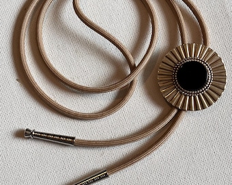 Black Onyx Radiating Silver Bolotie Necklace