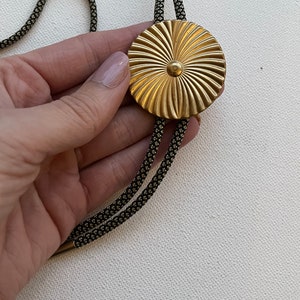 Vintage Brass radiating medallion bolo tie necklace image 5