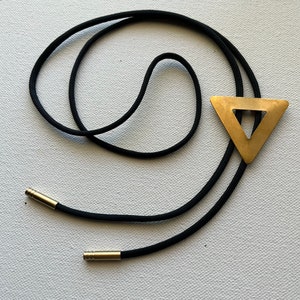 Vintage brass triangle bolo tie necklace