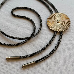 Vintage Brass radiating medallion bolo tie necklace image 7