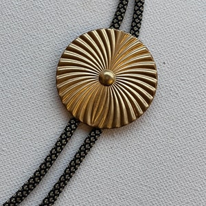 Vintage Brass radiating medallion bolo tie necklace image 3