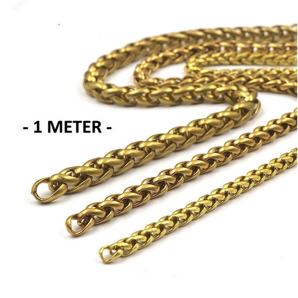 Solid Brass Wheat & Flat Chain For Custom Key or Wallet Chain DIYs | For  Hooks For Bikers | Old-school