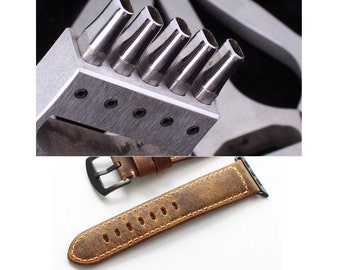 Watch Strap Punch Tool  5 Prongs 6.5mm Spacing Leather Oval % Round Chisel