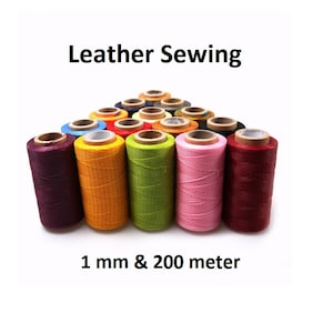 4 x Bobbins of 1 mm 150D  / 1.2 mm 210D Waxed Polyester Yarn For Hand Leather Sewing |  218 Yards