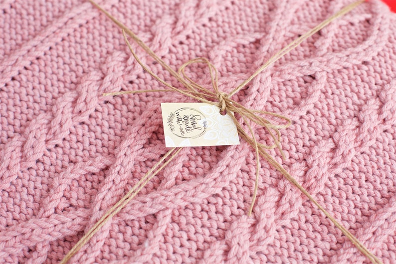 Buy Pink Cable Knit Blanket Hand Knitted Throw Blanket Chunky Online in